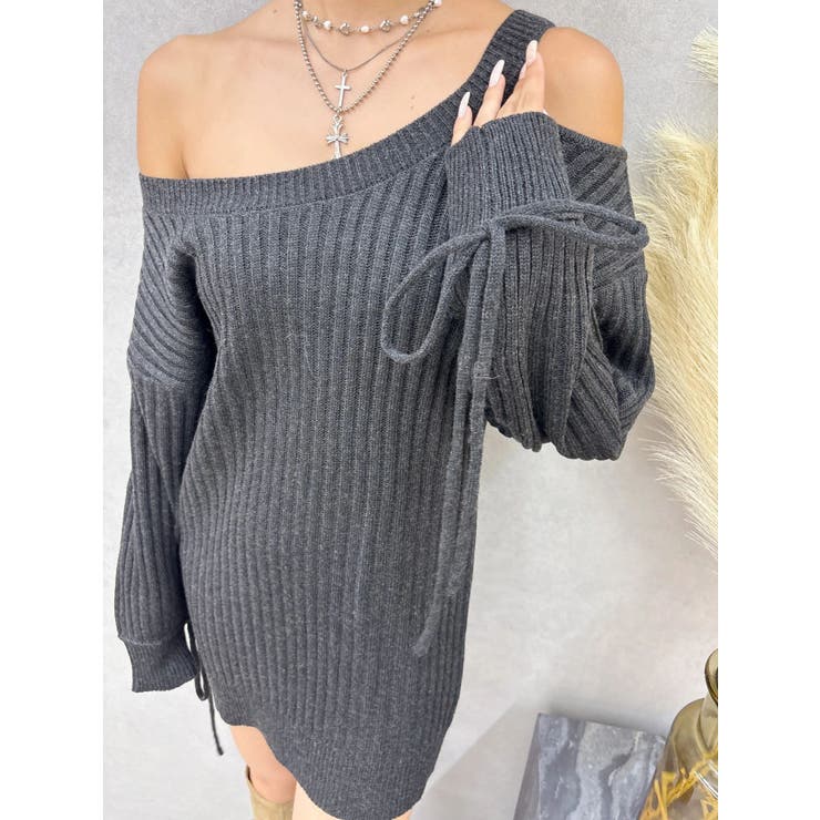 ワンショルダーニットワンピース | EVRIS | 詳細画像10 