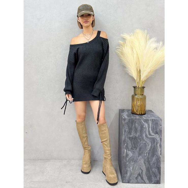 ワンショルダーニットワンピース | EVRIS | 詳細画像15 