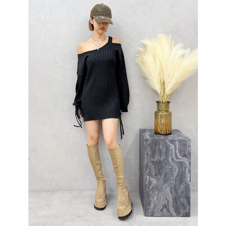 ワンショルダーニットワンピース | EVRIS | 詳細画像16 