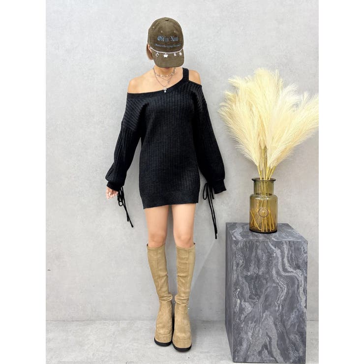 ワンショルダーニットワンピース | EVRIS | 詳細画像17 