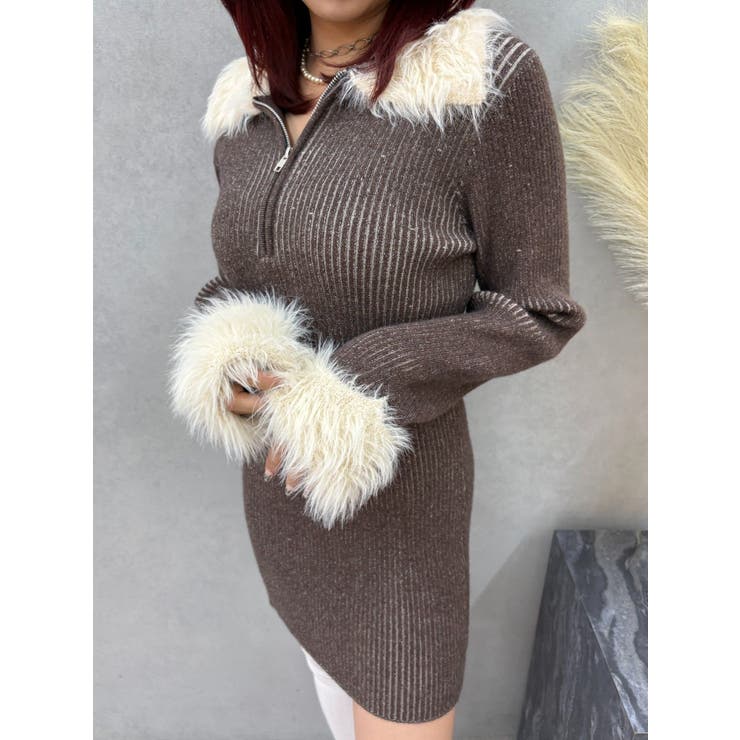 フェザーコンビニットミニワンピース | EVRIS | 詳細画像16 