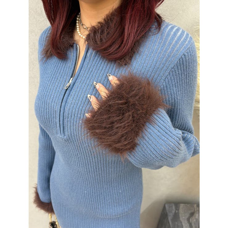 フェザーコンビニットミニワンピース | EVRIS | 詳細画像21 