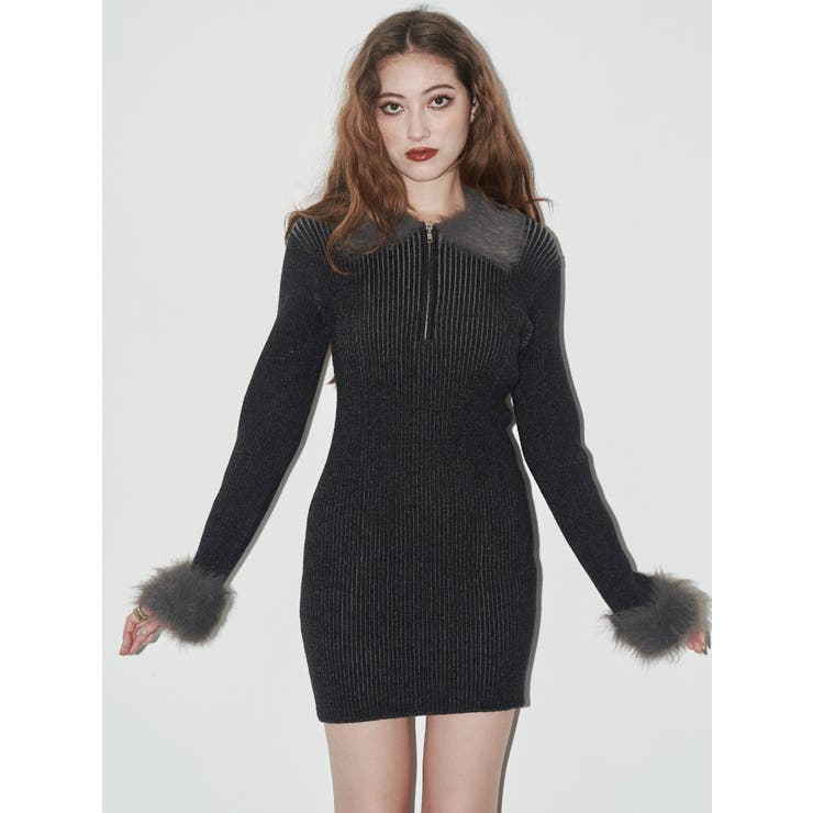 フェザーコンビニットミニワンピース | EVRIS | 詳細画像4 