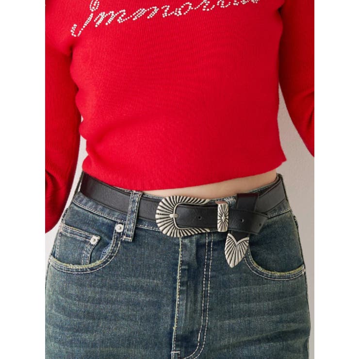 ブラック | メタルバックルフェイクレザーベルト | EVRIS