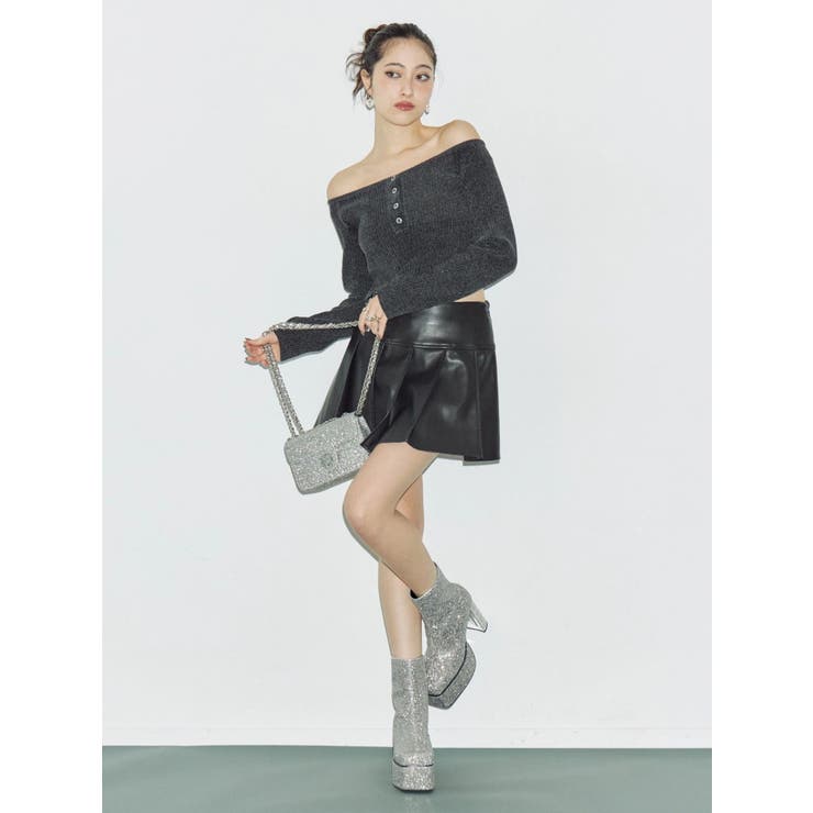 グリッターチャンキーヒールショートブーツ | EVRIS | 詳細画像5 