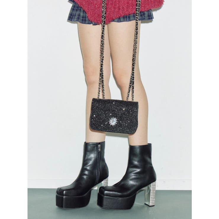 グリッターチャンキーヒールショートブーツ | EVRIS | 詳細画像8 