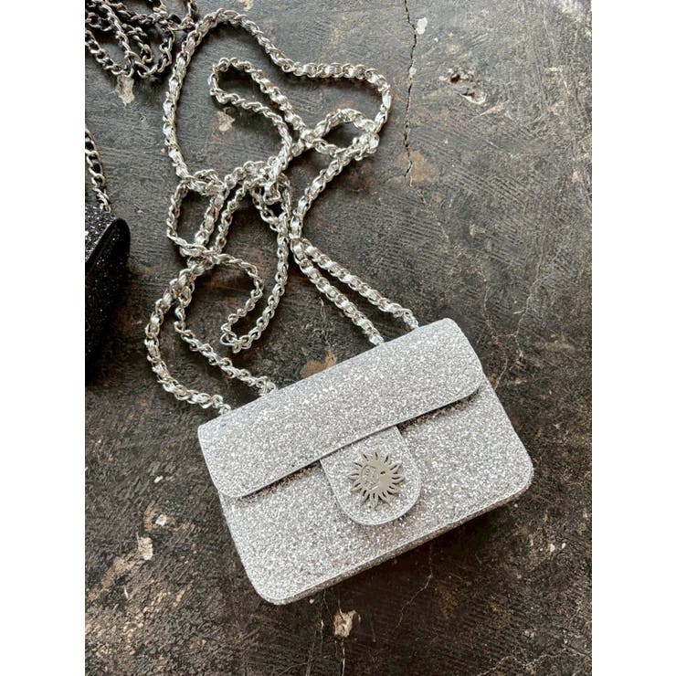 シルバー | グリッターショルダーBAG | EVRIS