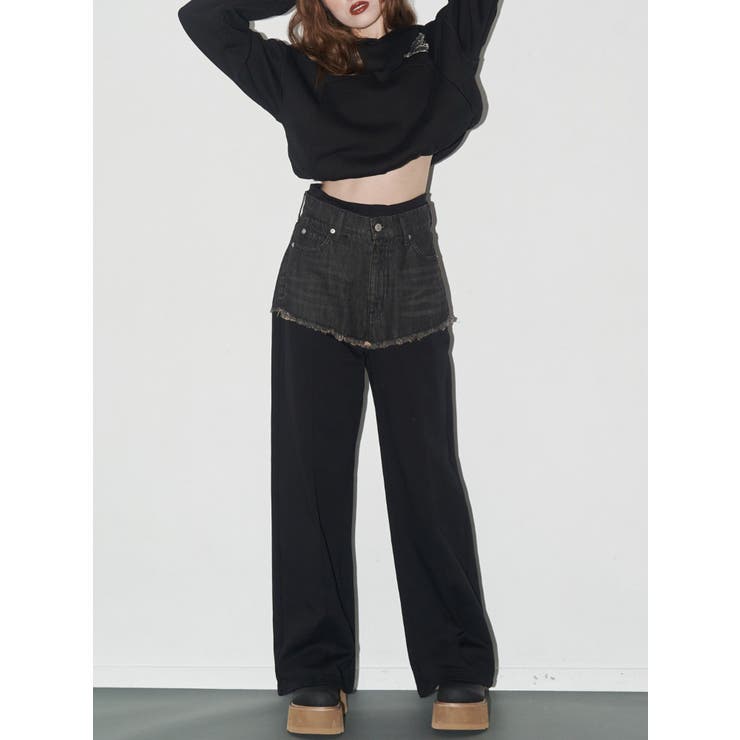 ブラック | ドッキングスウェットデニムパンツ【セットアップ着用可能】 | EVRIS