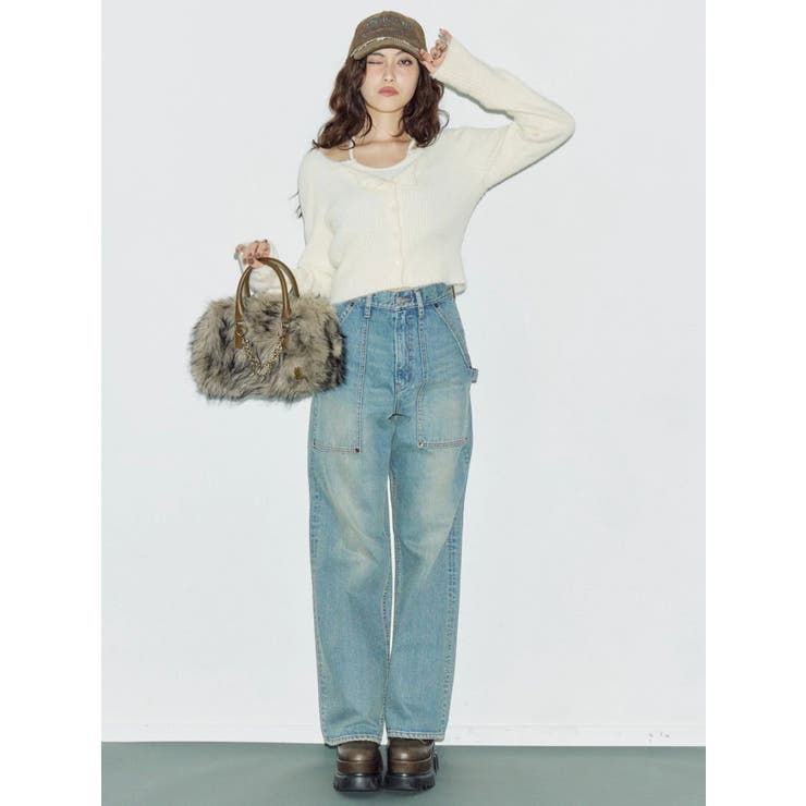 リベットペインターワイドデニムパンツ | EVRIS | 詳細画像2 