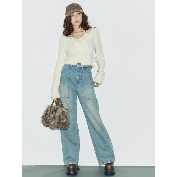 リベットペインターワイドデニムパンツ | EVRIS | 詳細画像3 