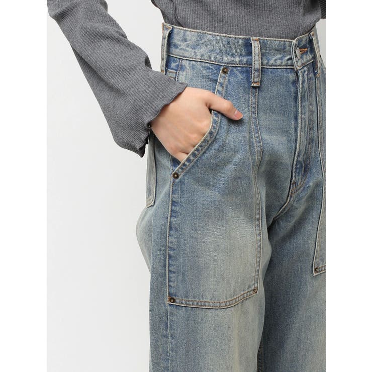 リベットペインターワイドデニムパンツ | EVRIS | 詳細画像31 