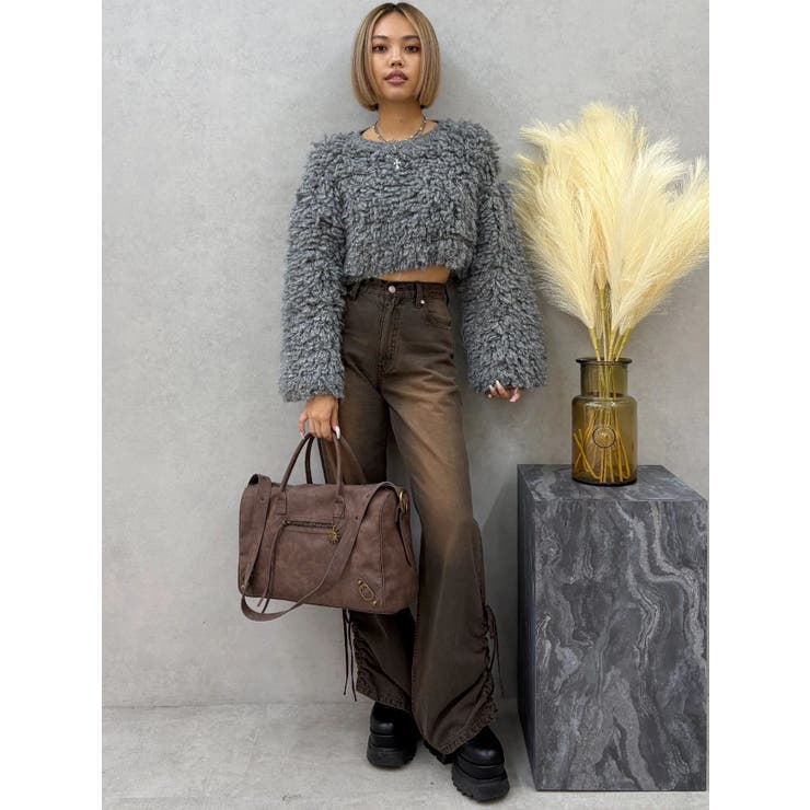 サイドギャザーリボンセミワイドデニムパンツ | EVRIS | 詳細画像11 