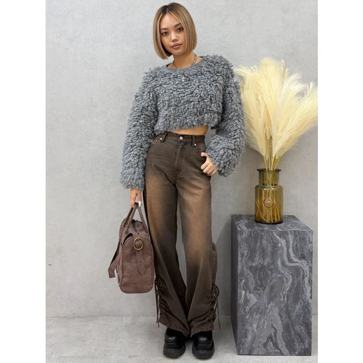 サイドギャザーリボンセミワイドデニムパンツ | EVRIS | 詳細画像13 