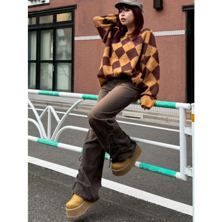 サイドギャザーリボンセミワイドデニムパンツ | EVRIS | 詳細画像15 