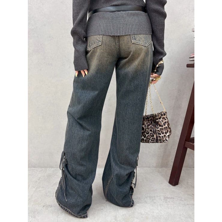 サイドギャザーリボンセミワイドデニムパンツ | EVRIS | 詳細画像18 