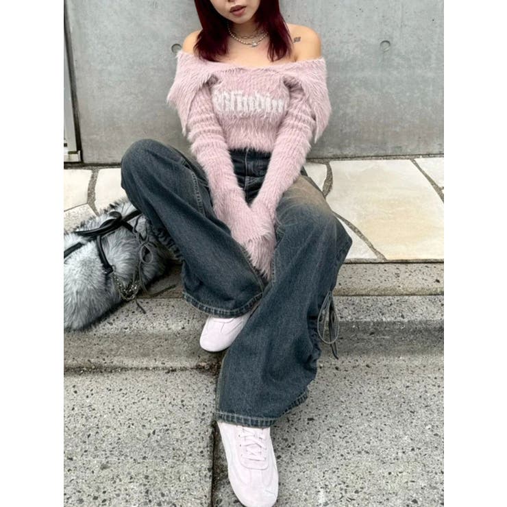 サイドギャザーリボンセミワイドデニムパンツ | EVRIS | 詳細画像23 