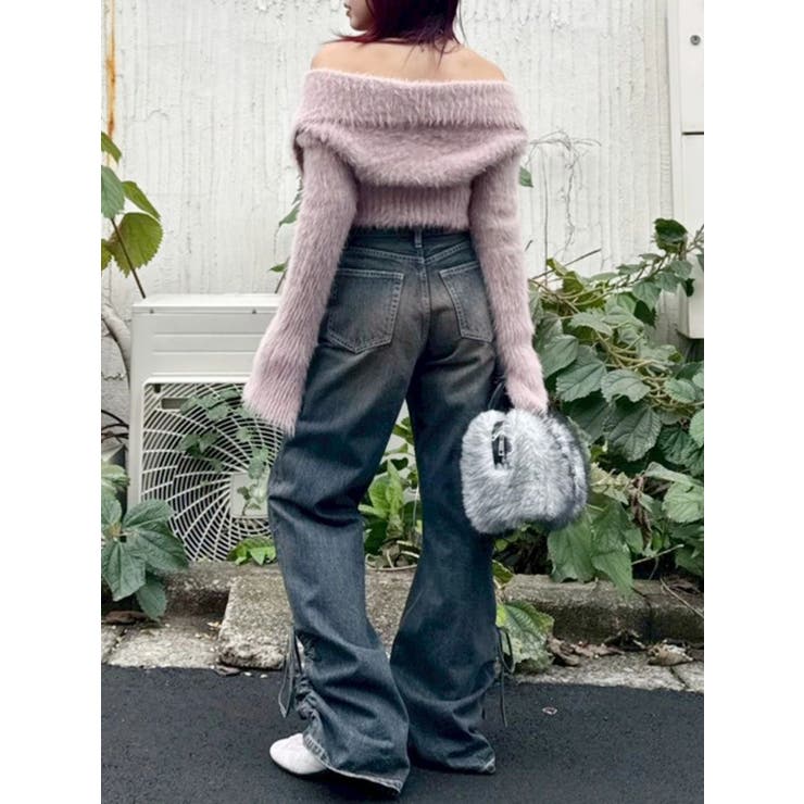 サイドギャザーリボンセミワイドデニムパンツ | EVRIS | 詳細画像25 