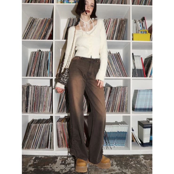 サイドギャザーリボンセミワイドデニムパンツ | EVRIS | 詳細画像27 