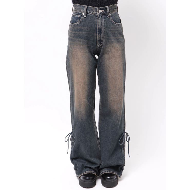 サイドギャザーリボンセミワイドデニムパンツ | EVRIS | 詳細画像29 