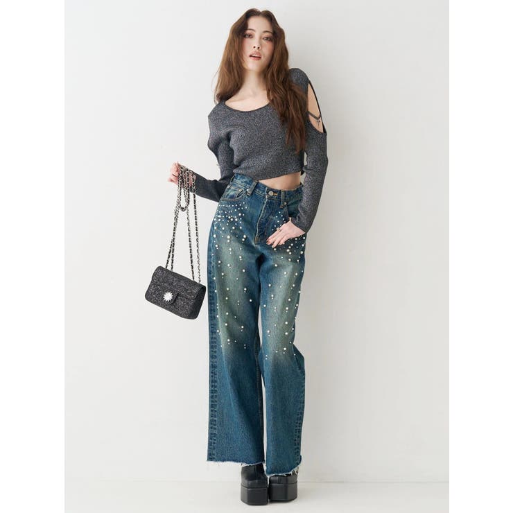 bijouワイドデニムパンツ | EVRIS | 詳細画像14 