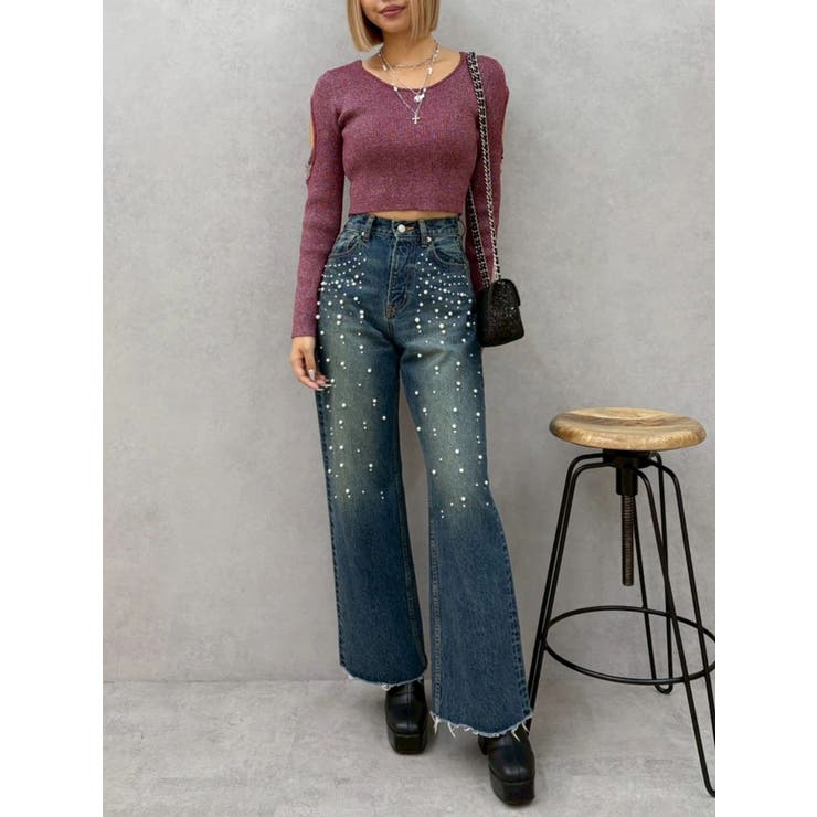 bijouワイドデニムパンツ | EVRIS | 詳細画像18 