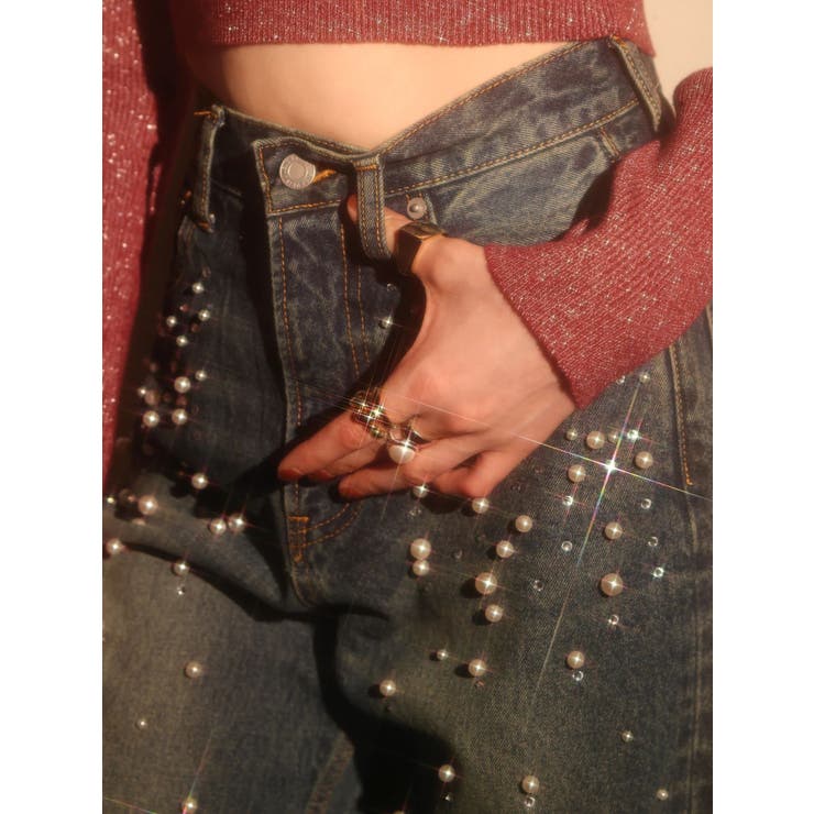 bijouワイドデニムパンツ | EVRIS | 詳細画像2 