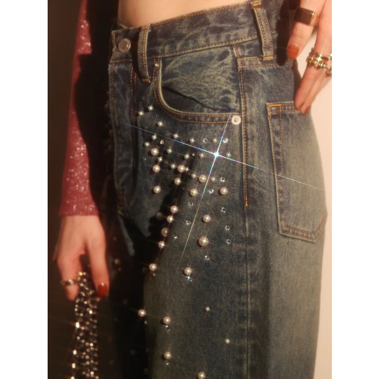 bijouワイドデニムパンツ | EVRIS | 詳細画像3 