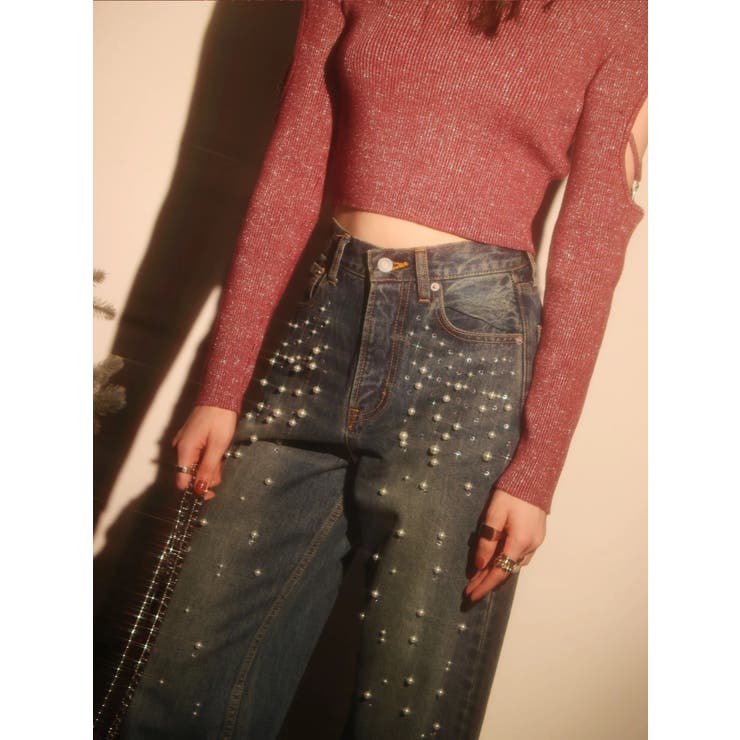 bijouワイドデニムパンツ | EVRIS | 詳細画像4 