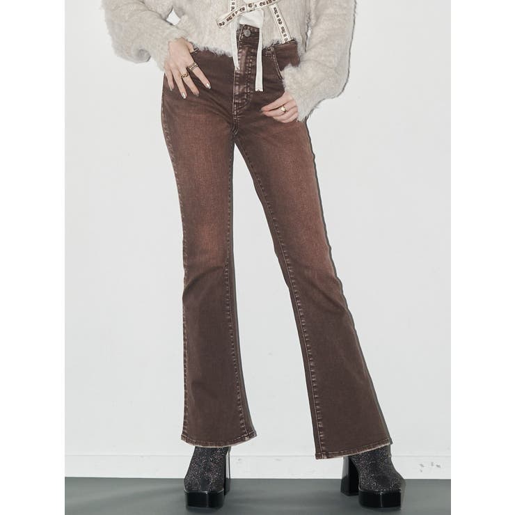 カラーヴィンテージライクストレッチフレアデニムパンツ | EVRIS | 詳細画像1 