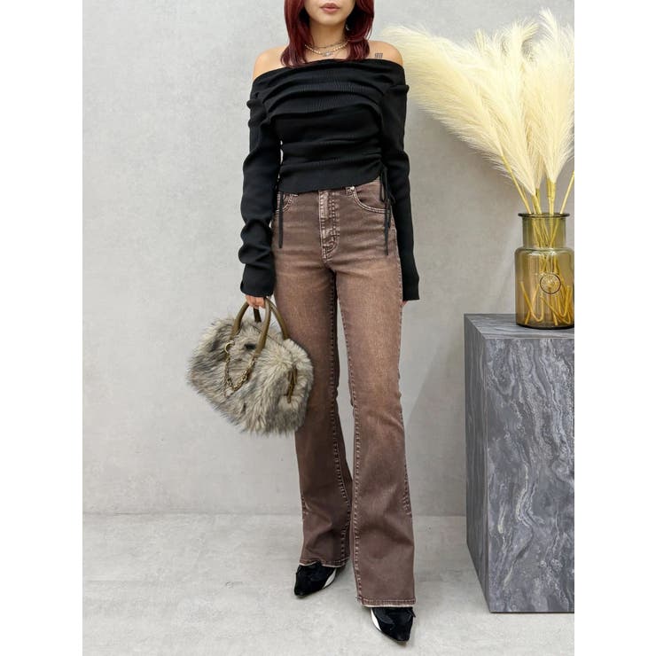 カラーヴィンテージライクストレッチフレアデニムパンツ | EVRIS | 詳細画像10 