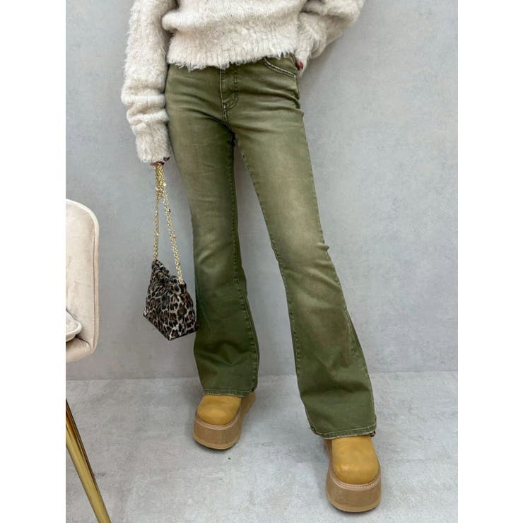 カラーヴィンテージライクストレッチフレアデニムパンツ | EVRIS | 詳細画像11 