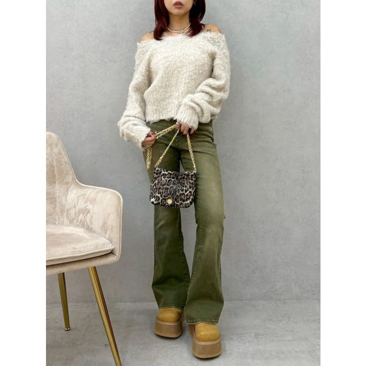 カラーヴィンテージライクストレッチフレアデニムパンツ | EVRIS | 詳細画像14 