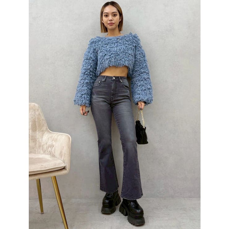 カラーヴィンテージライクストレッチフレアデニムパンツ | EVRIS | 詳細画像20 