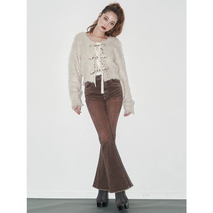 カラーヴィンテージライクストレッチフレアデニムパンツ | EVRIS | 詳細画像3 