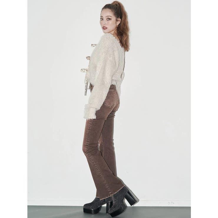 カラーヴィンテージライクストレッチフレアデニムパンツ | EVRIS | 詳細画像4 