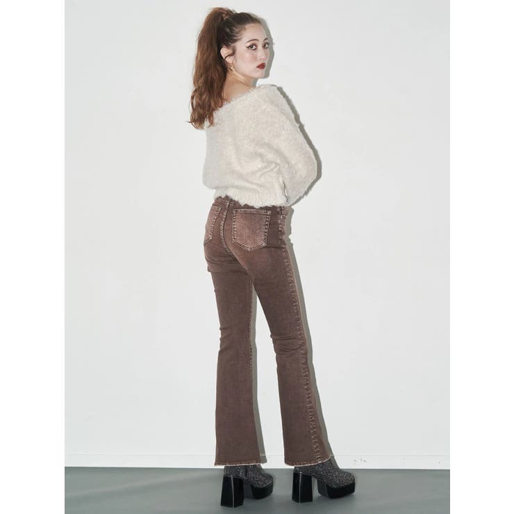 カラーヴィンテージライクストレッチフレアデニムパンツ | EVRIS | 詳細画像5 