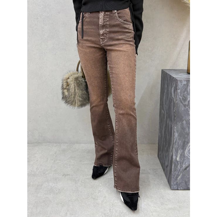 カラーヴィンテージライクストレッチフレアデニムパンツ | EVRIS | 詳細画像6 