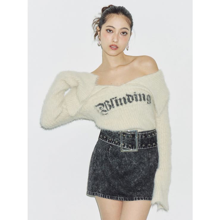 ラメロゴシャギーオフショルニットトップス | EVRIS | 詳細画像12 