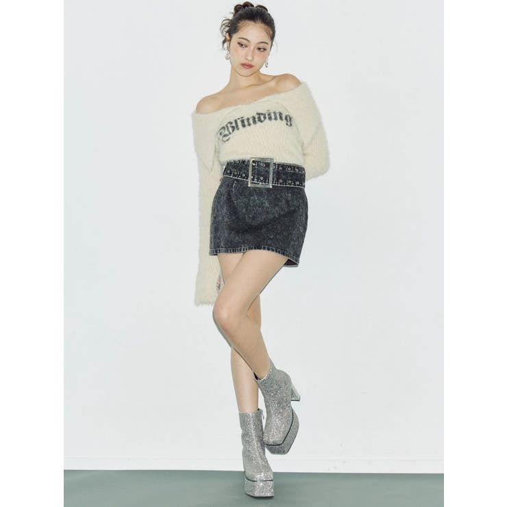 ラメロゴシャギーオフショルニットトップス | EVRIS | 詳細画像16 