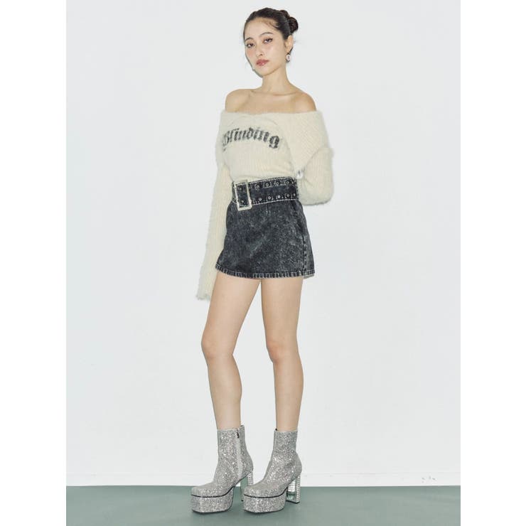 ラメロゴシャギーオフショルニットトップス | EVRIS | 詳細画像18 