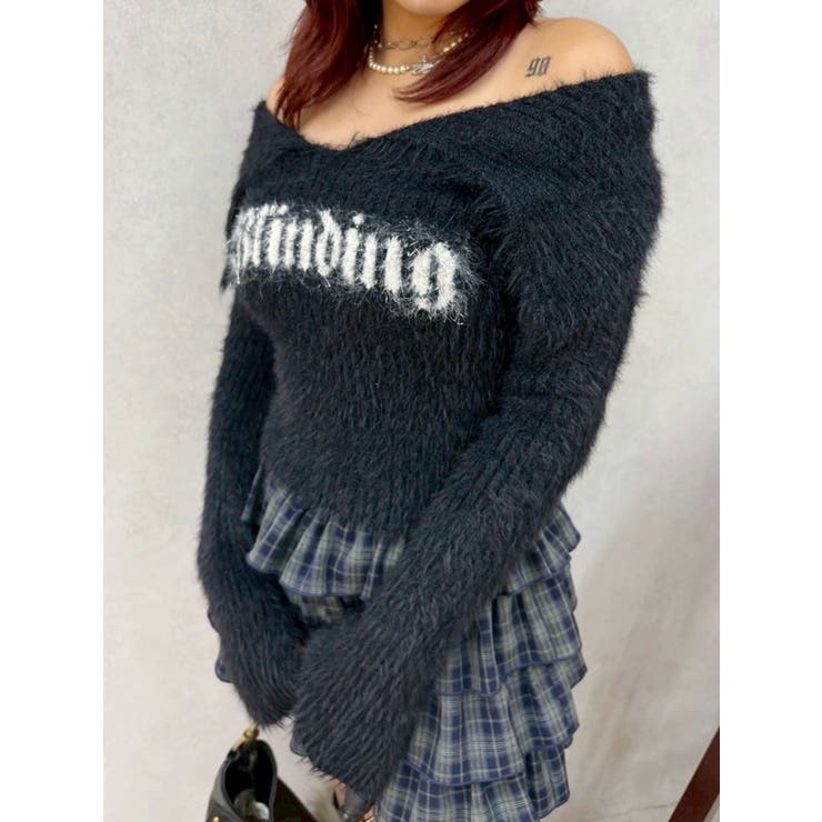 ラメロゴシャギーオフショルニットトップス | EVRIS | 詳細画像21 