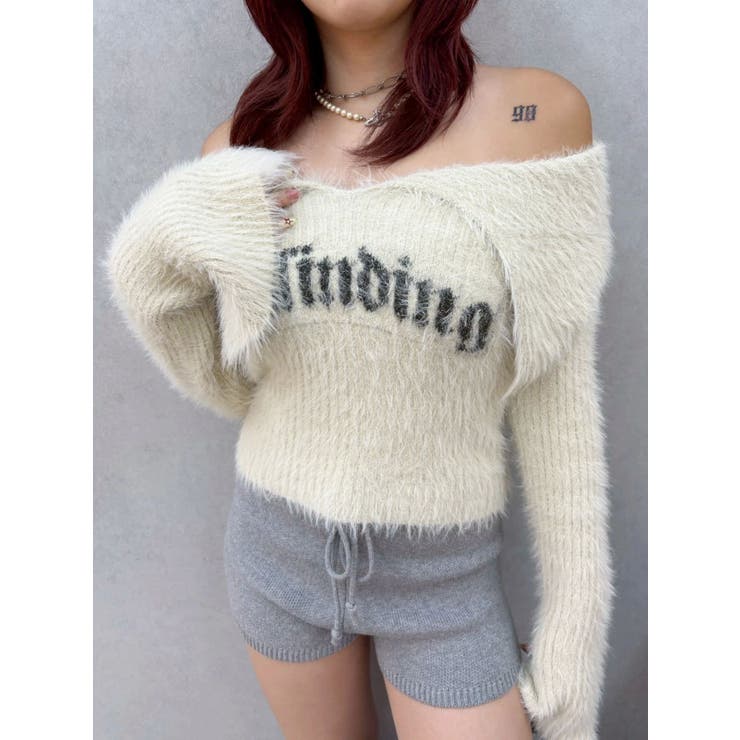 ラメロゴシャギーオフショルニットトップス | EVRIS | 詳細画像27 