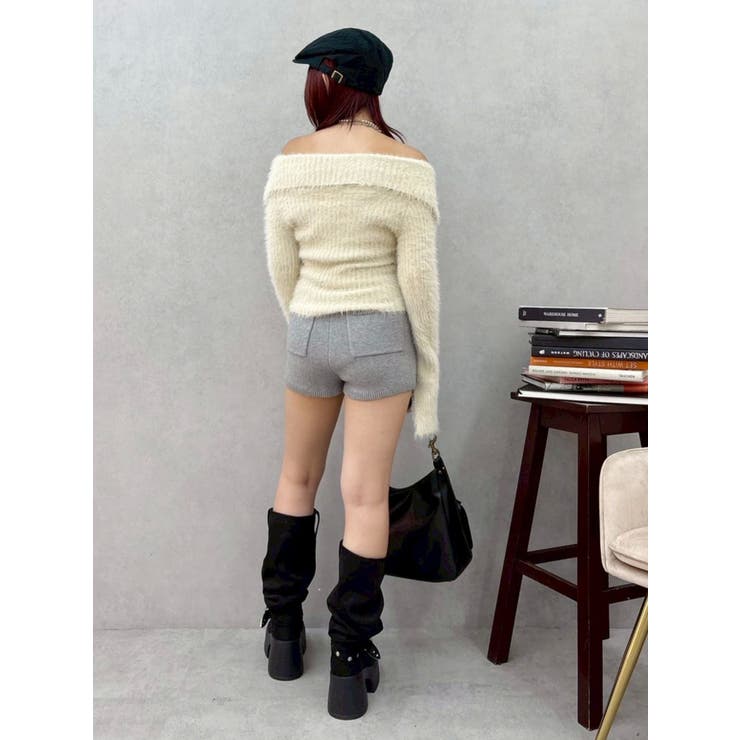 ラメロゴシャギーオフショルニットトップス | EVRIS | 詳細画像34 