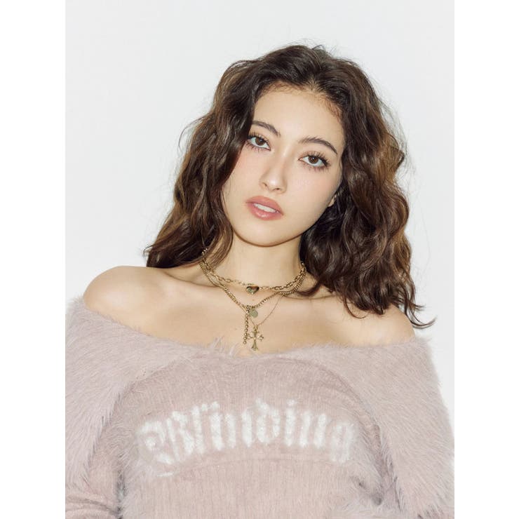 ラメロゴシャギーオフショルニットトップス | EVRIS | 詳細画像4 