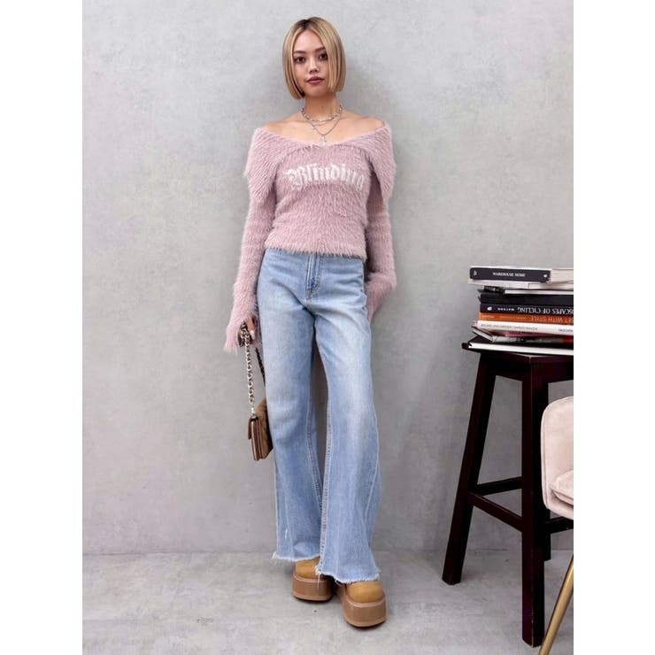 ラメロゴシャギーオフショルニットトップス | EVRIS | 詳細画像40 