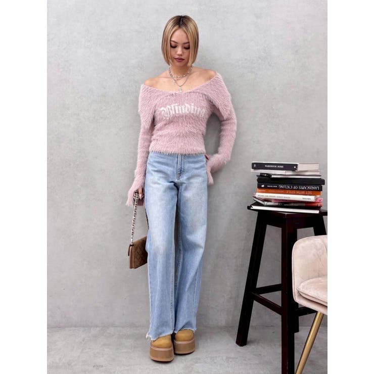 ラメロゴシャギーオフショルニットトップス | EVRIS | 詳細画像42 