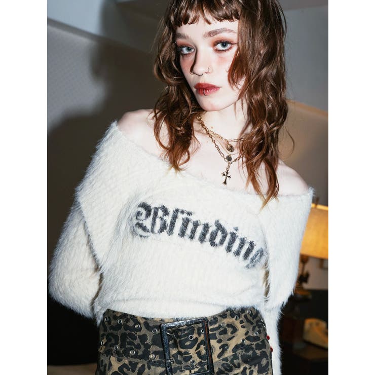 ラメロゴシャギーオフショルニットトップス | EVRIS | 詳細画像44 