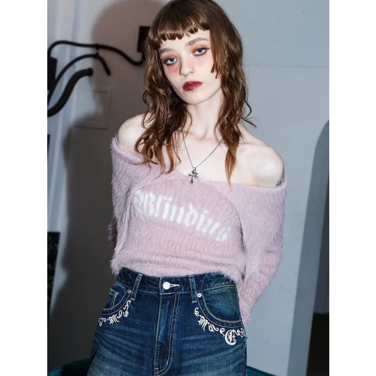 ラメロゴシャギーオフショルニットトップス | EVRIS | 詳細画像47 