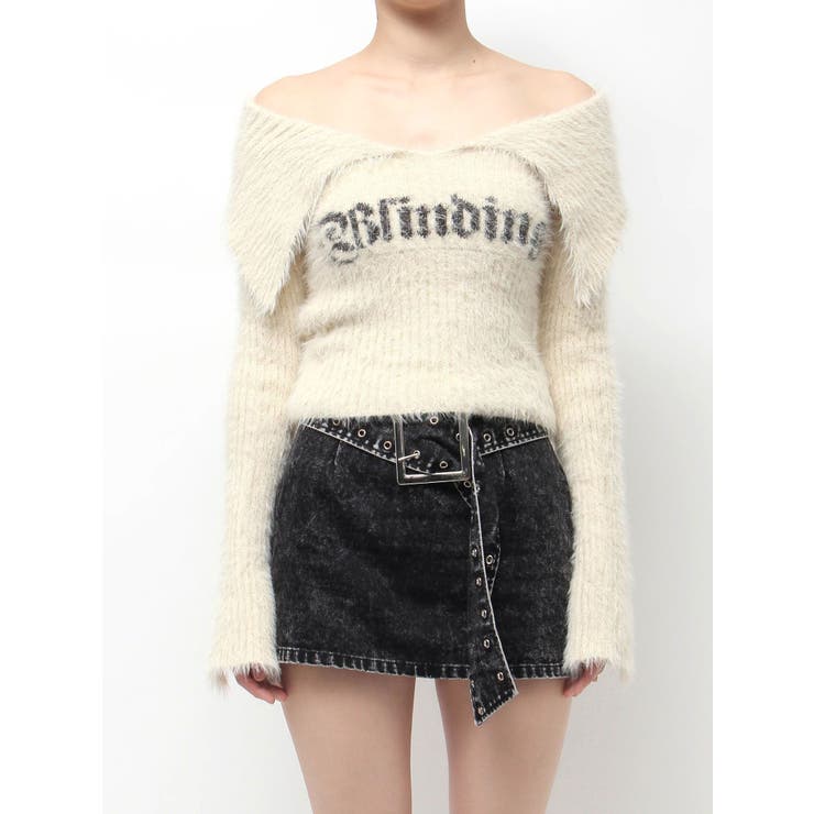 ラメロゴシャギーオフショルニットトップス | EVRIS | 詳細画像48 