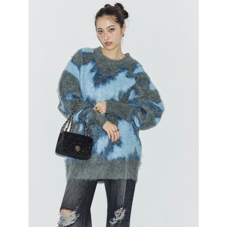 アニマルシャギーオーバーサイズニットトップス | EVRIS | 詳細画像2 